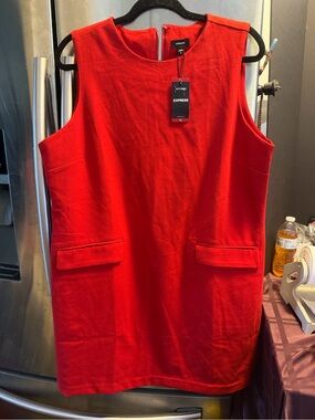 Express Red Sleeveless Shift Dress
